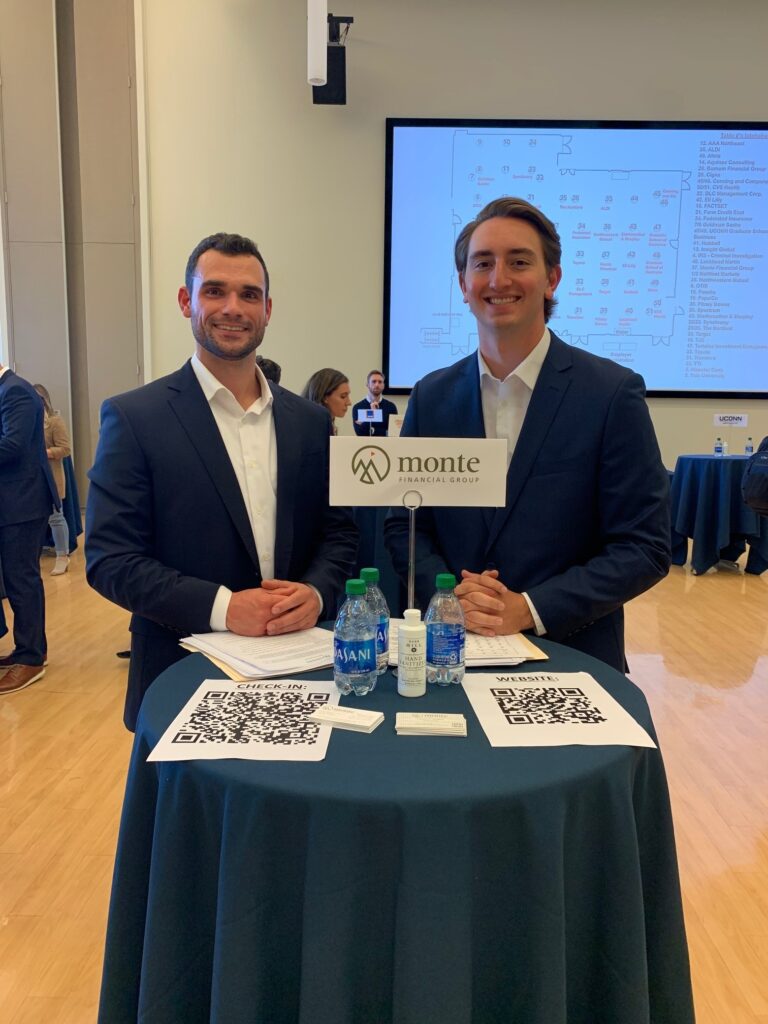 Benjamin Monte and Cameron Davignon represented our firm at the University of Connecticut Business Career Expo